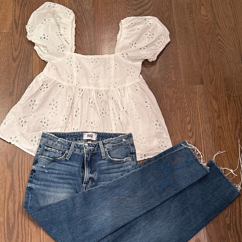 Asos Design White Puff Sleeve Top